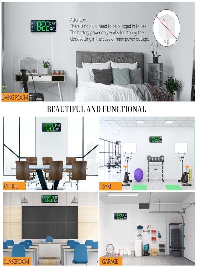 ELEXIQ Large-Digital-Wall-Clock - 16.2 Inch Digital Wall Clocks Large Display with Remote Control, 12/24Hr Format, Automatic Brightness Alarm Clock with Temperature, Date, Week for Living Room Office Decor - Image 4